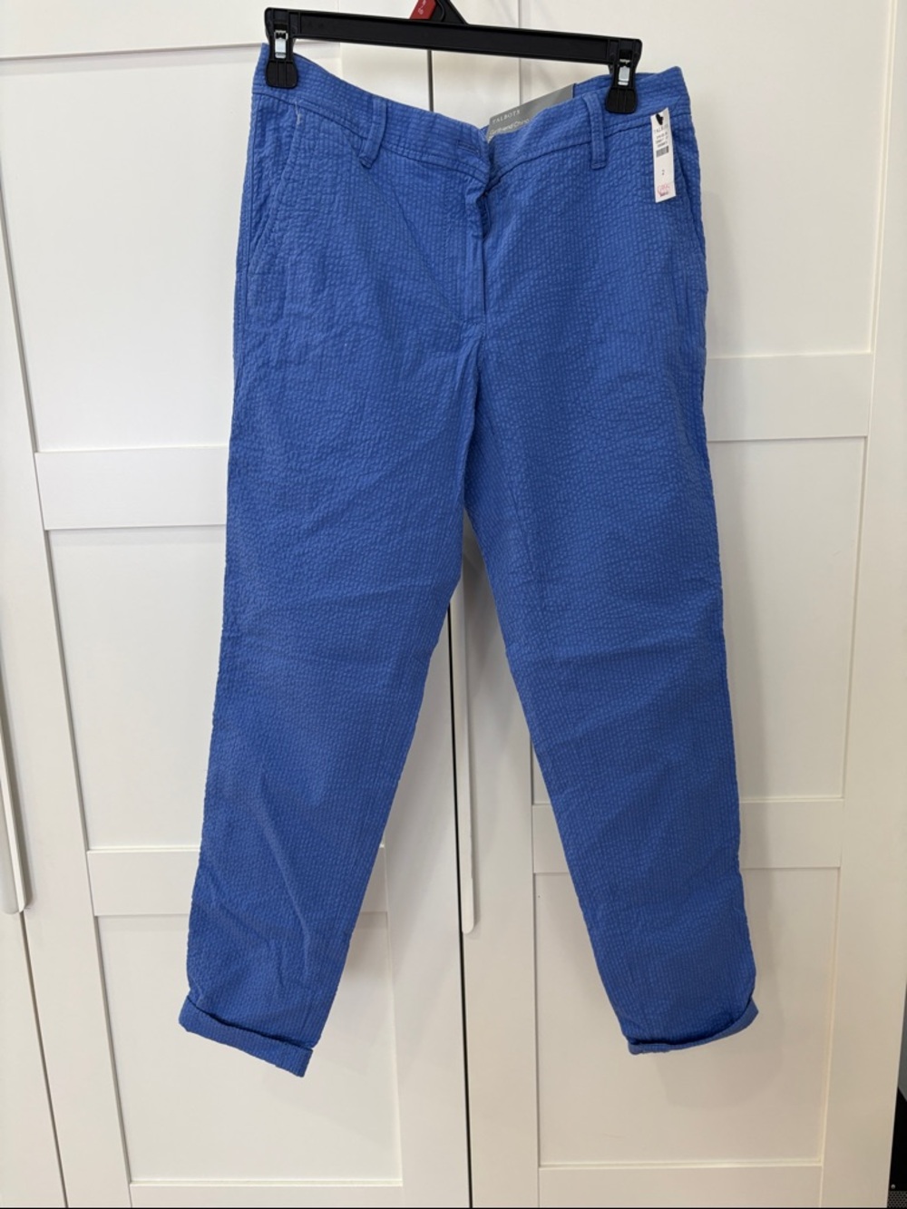 Talbots Blue Seersucker Chino Pants Cotton